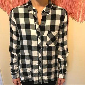 Black and White Buffalo Plaid Button Down